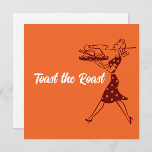 Orange Retro Erntedank Dinner Einladung