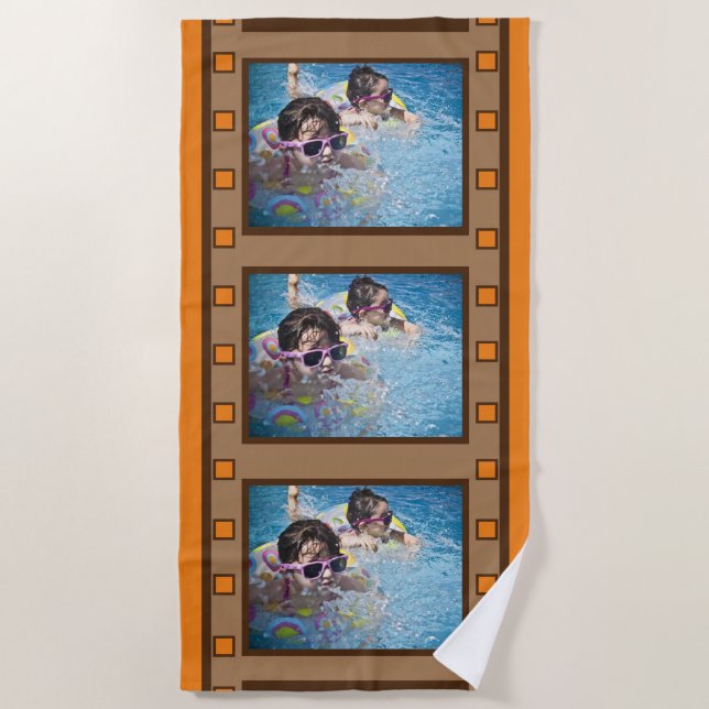 Orange Retro Film Strip Foto Handtuch (Vorderseite)