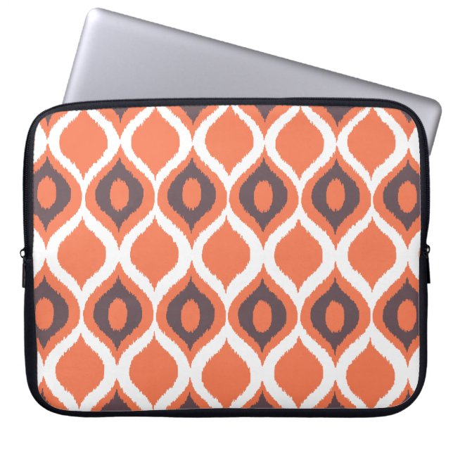 Orange Retro Geometric Ikat Tribal Print Pattern Laptopschutzhülle (Vorderseite)