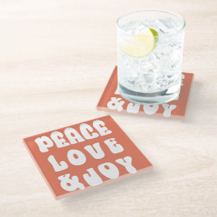 Orange Retro Groovy Peace Liebe Joy Holiday Glasuntersetzer