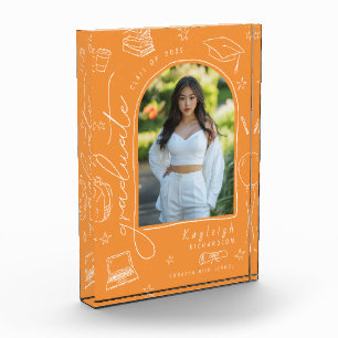 Orange Retro Hand Dragezeichneter Abschluss Foto B
