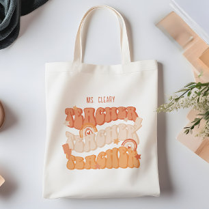 Orange Retro Lehrer Wertschätzung Personalisiert Tragetasche