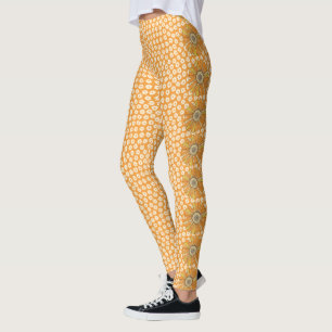 Orange Retro les années 70 Leggings Fleurs