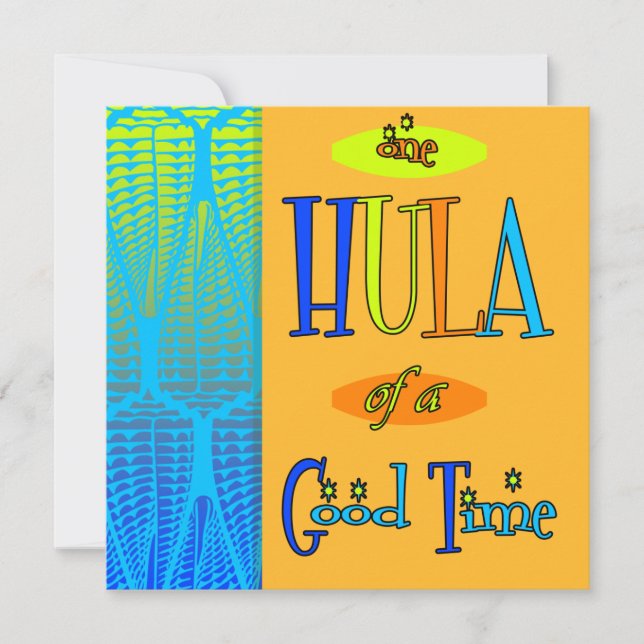 Orange Retro Luau Hula von einer guten Zeit Einlad Einladung (Vorderseite)