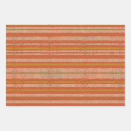 Orange Retro Mesh Streifen Geschenkpapier Set