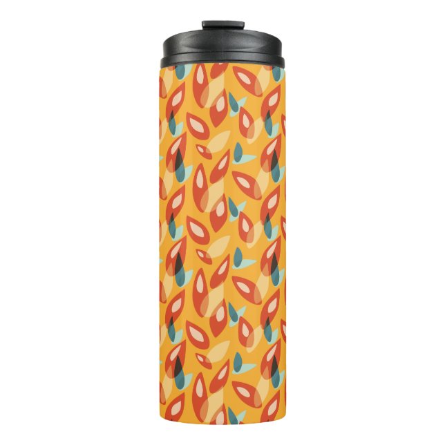 Orange Retro Modern Design - 70er Style Geometric Thermosbecher (Vorderseite)