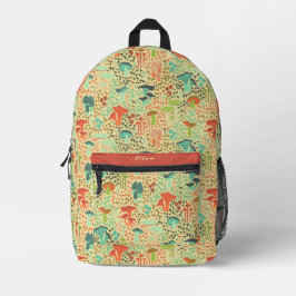 Orange Retro Mushroom Bedruckter Rucksack