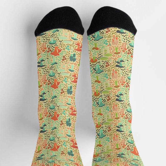 Orange Retro Mushroom Socken (Oben)