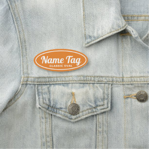 Orange Retro ovaler klassischer Namensschild