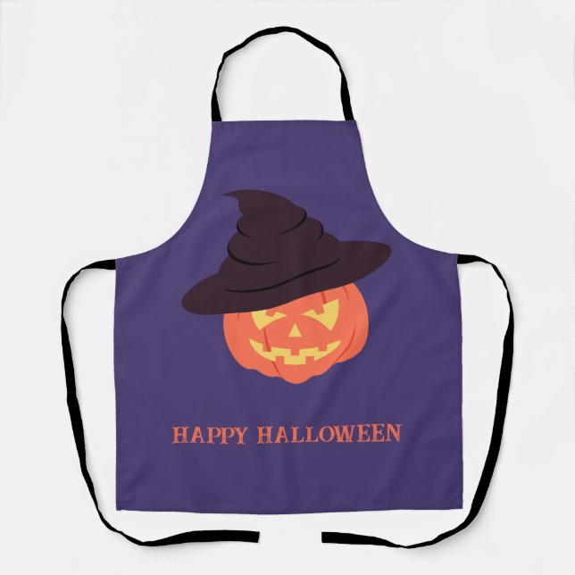 Orange Retro Pumpkin Halloween Schürze - Vintag (Vorderseite)