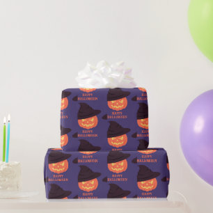 Orange Retro Pumpkin Happy Halloween Geschenkpapier