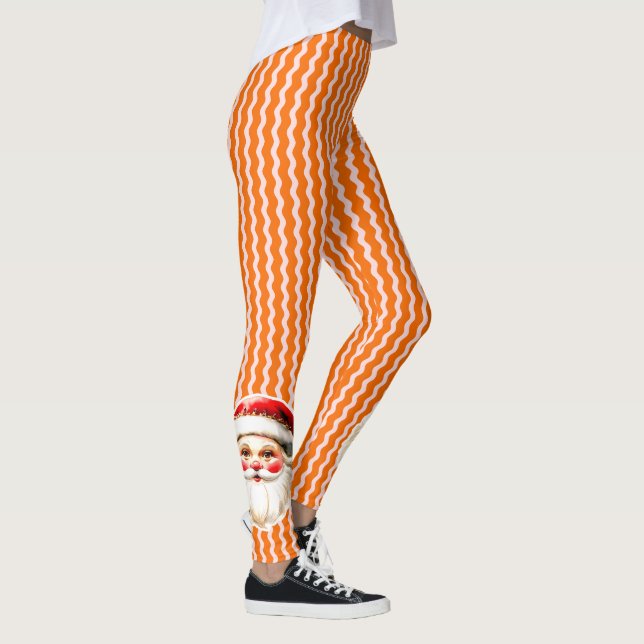 Orange Retro Santa Claus Orange Ric Rac Leggings (Rechts)