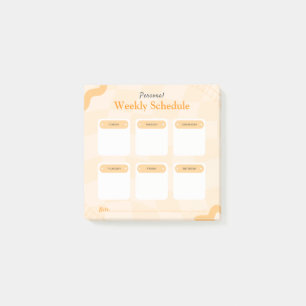 Orange Retro Style Personal Weekekly Planer Post-it Klebezettel