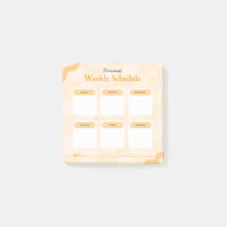 Orange Retro Style Personal Weekekly Planer Post-it Klebezettel