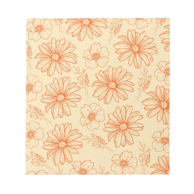 Orange Retro Vintages Y2K Blume Muster Notizblock (Vorderseite)