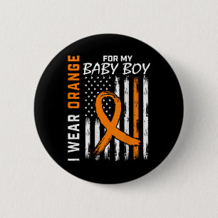 Orange Ribbon Baby Boy LEUKEMIA SUPPORT LEUKEMIA Button