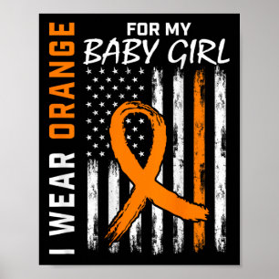 Orange Ribbon Baby Leukämie Bewusstsein Poster
