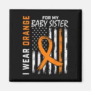 Orange Ribbon Baby Schwester Leukemia Warnhinweis Magnet