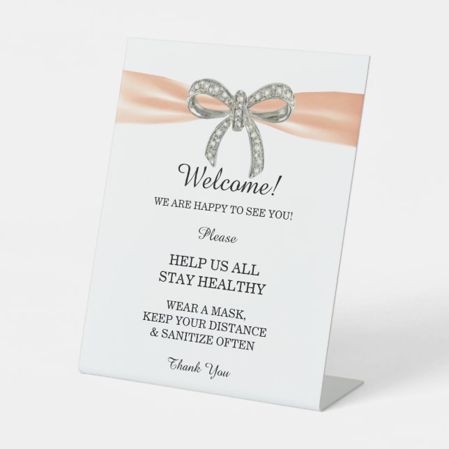 Orange Ribbon Diamond Bow Wedding Safety Sockelschild (Vorderseite)