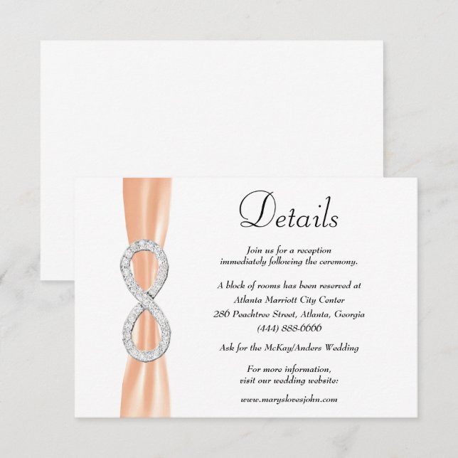 Orange Ribbon Diamond Unfinity Wedding Details Begleitkarte (Vorne/Hinten)