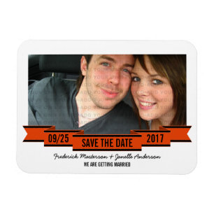 Orange Ribbon Foto Speichern des Datumsfelds Magnet