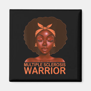 Orange Ribbon Frau Awareness Warrior Black Afro Magnet