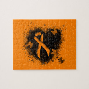 Orange Ribbon Grunge Herz