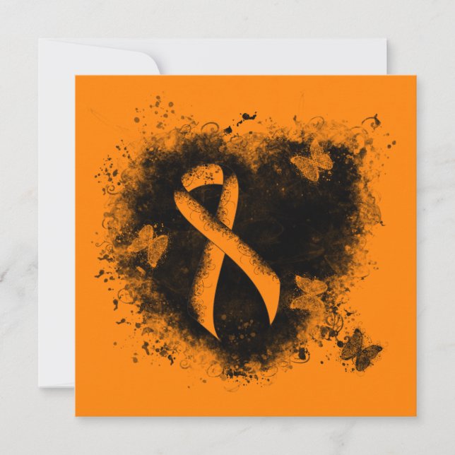 Orange Ribbon Grunge Herz (Vorderseite)
