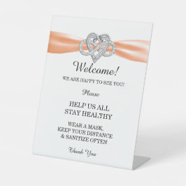 Orange Ribbon Infinity Herz Hochzeitsicherheit Sockelschild