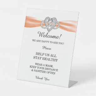 Orange Ribbon Infinity Herz Hochzeitsicherheit Sockelschild