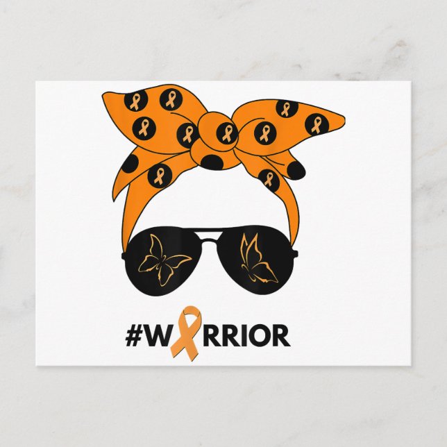 Orange Ribbon Krebs Krieger Bandana Unbrea Postkarte (Vorderseite)