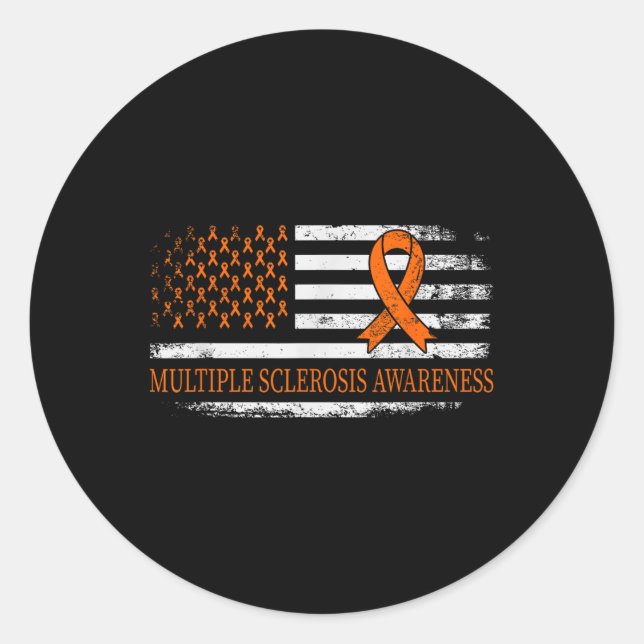 Orange Ribbon Ms - Multible Sklerosis Awareness Runder Aufkleber (Vorderseite)