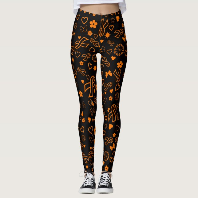 Orange Ribbon Multi Print...RSD/CRPS Leggings (Vorderseite)