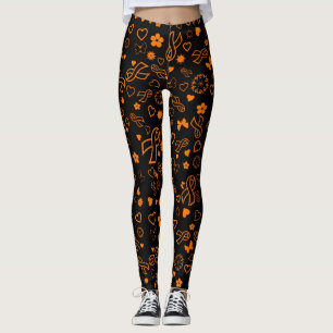 Orange Ribbon Multiprint Leggings