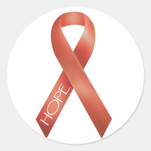 Orange Ribbon Runder Aufkleber (Vorderseite)