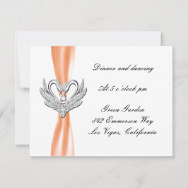 Orange Ribbon Silver Swans Empfang Card Einladung