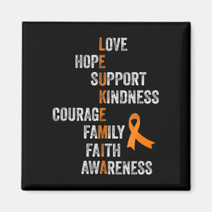 Orange Ribbon Zeichen Retro Vintag Aml Leukemia Kr Magnet