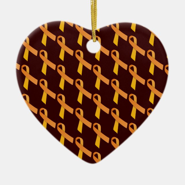 Orange Ribbons Tiled Pattern Keramik Ornament (Vorne)