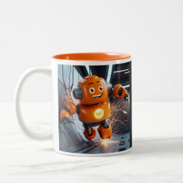 Orange Robot Buddy Tasse - Futuristischer Trinkbeh