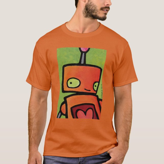 Orange Roboter, der Sie betrachtet T-Shirt (Vorderseite)