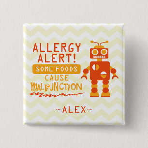 Orange Roboter-Nahrungsmittelallergie-Alarm-Knopf Button