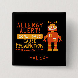 Orange Roboter-Nahrungsmittelallergie-Alarm-Knopf Button