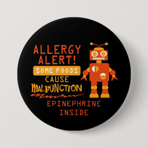 Orange Roboter-Nahrungsmittelallergie-Alarm-Knopf Button