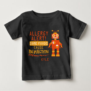 Orange Roboter-Nahrungsmittelallergie-Alarm-Shirt Baby T-shirt