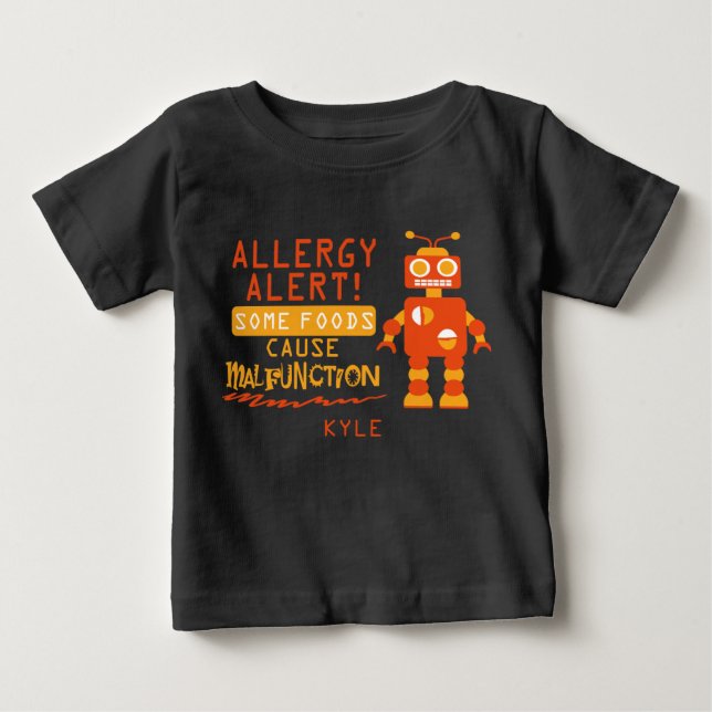 Orange Roboter-Nahrungsmittelallergie-Alarm-Shirt Baby T-shirt (Vorderseite)