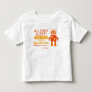 Orange Roboter-Nahrungsmittelallergie-Alarm-Shirt Kleinkind T-shirt