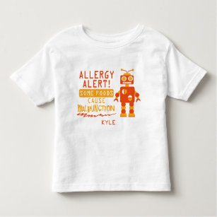Orange Roboter-Nahrungsmittelallergie-Alarm-Shirt Kleinkind T-shirt