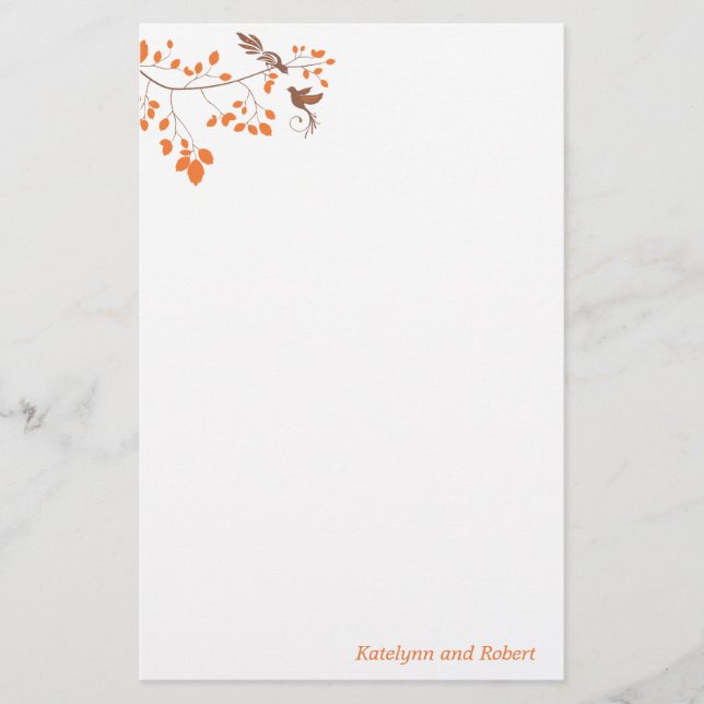 Orange Romance Wedding Stationery Briefpapier (Vorderseite)