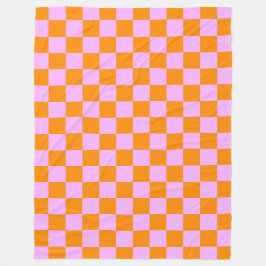 Orange + Rosa Karo Prüfpappe Fleecedecke
