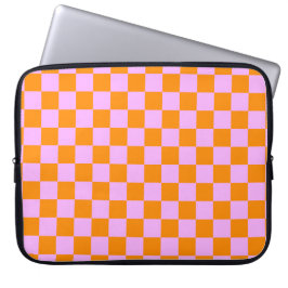 Orange + Rosa Karo Prüfpappe Laptopschutzhülle